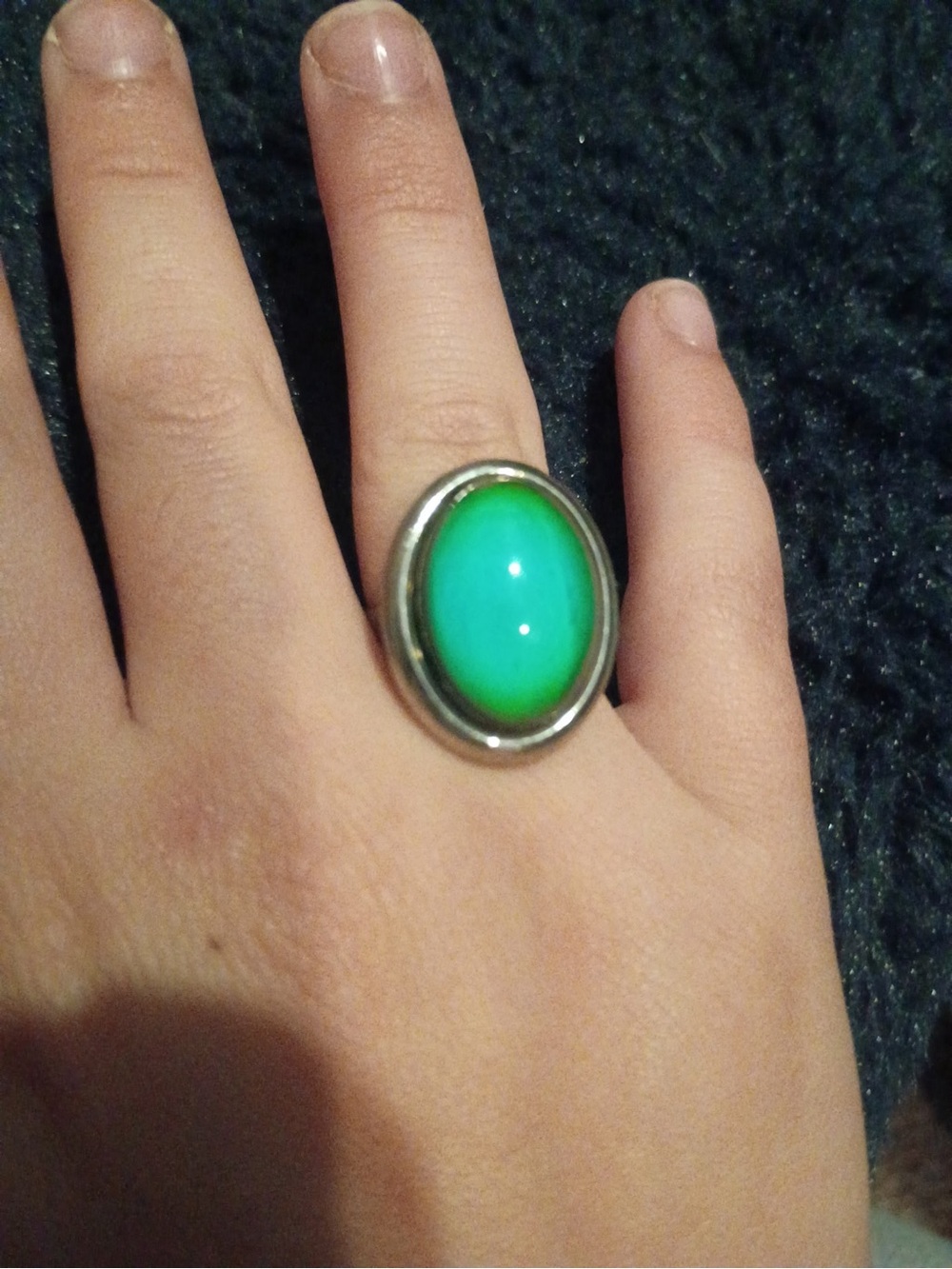 Green Oval Stone Silver Ring - Women Jewelry